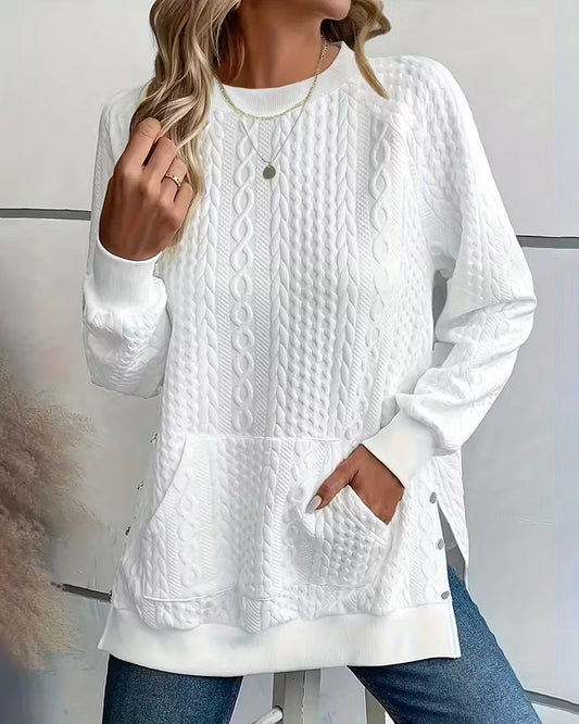 Pocketed Split-Hem Sweatshirt