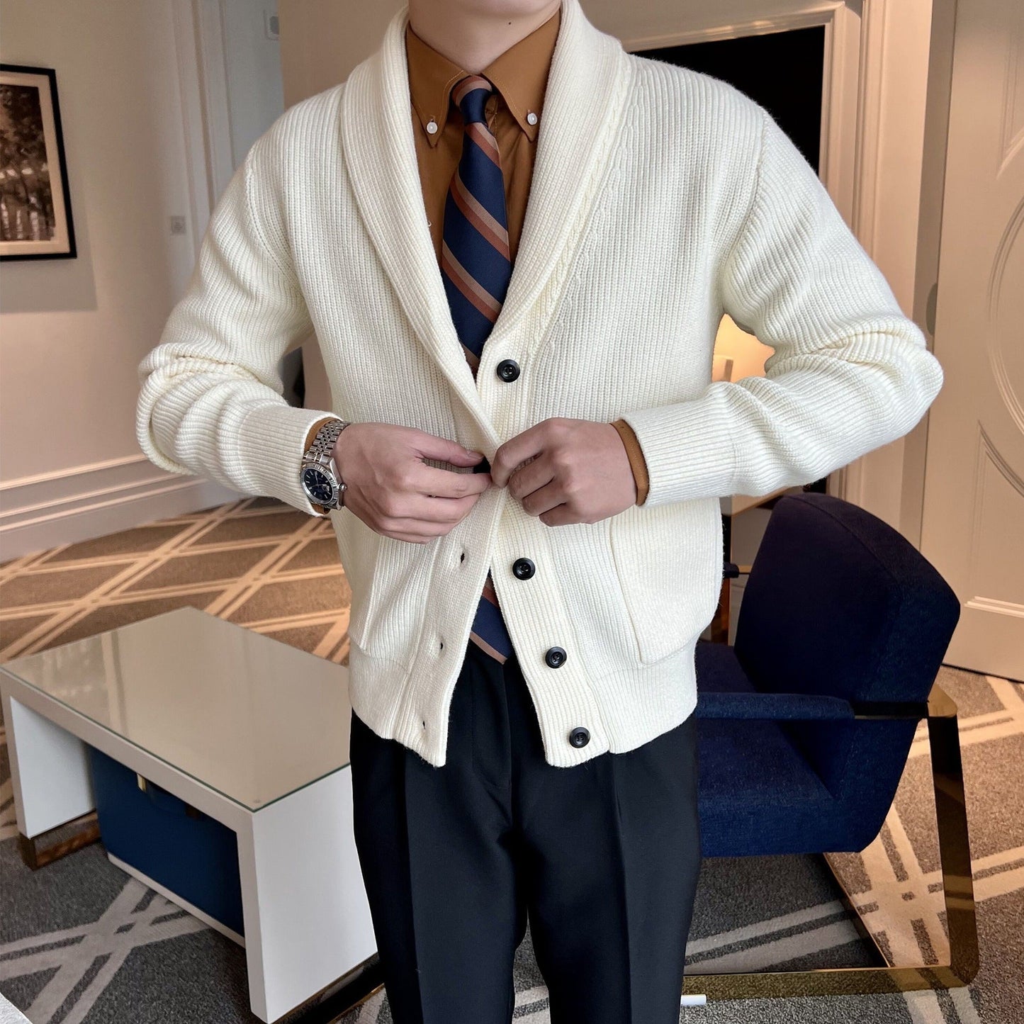 Old Money Old Money Knitted V-Neck Cardigan