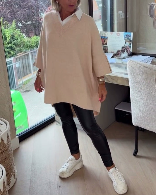 V-Neck Buttoned Asymmetrical Jumper