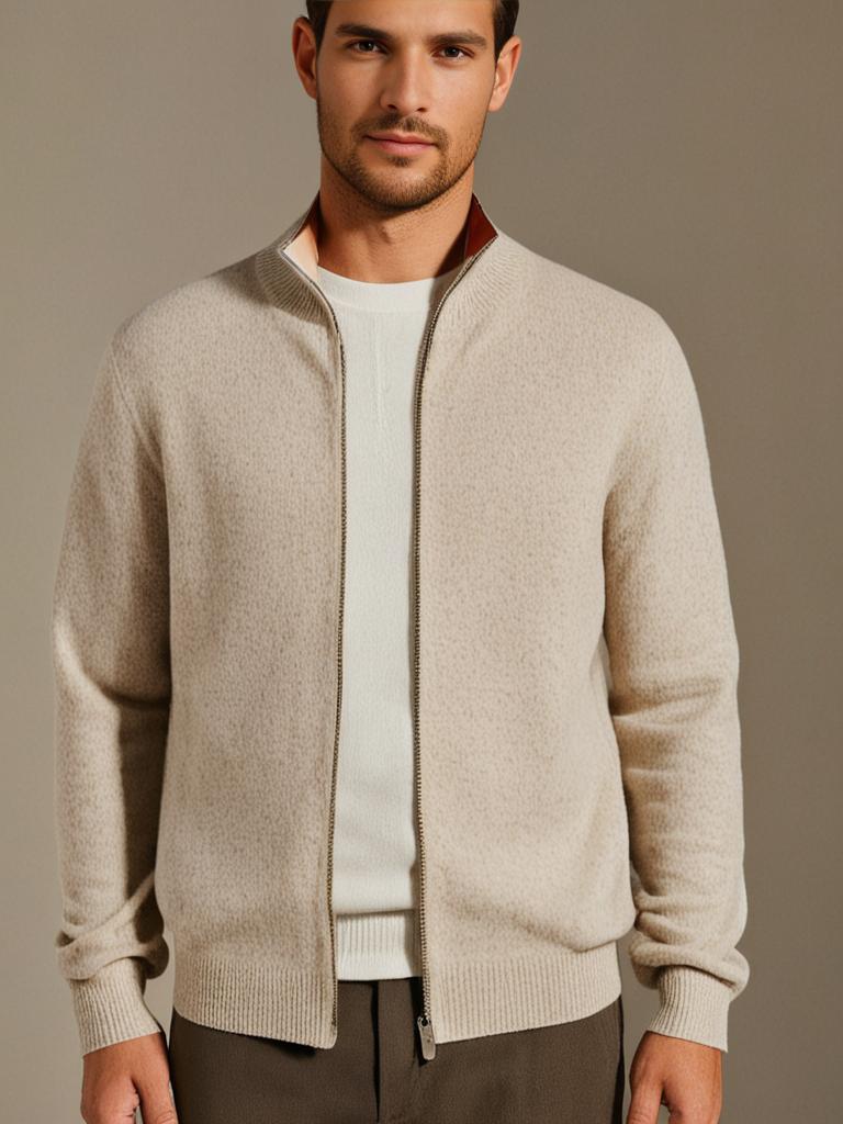 Old Money Men’s Cashmere Zip Jacket