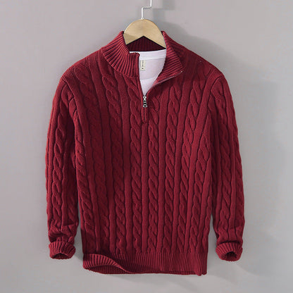 Old Money Half-zip Cable-knit sweater